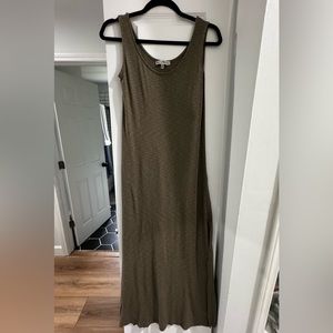 Olive Green Maxi Dress with Slits M